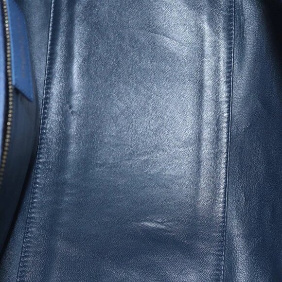 BALENCIAGA Tube Round Hand Bag Leather Navy Auth ki4912V - Picture 5 of 16